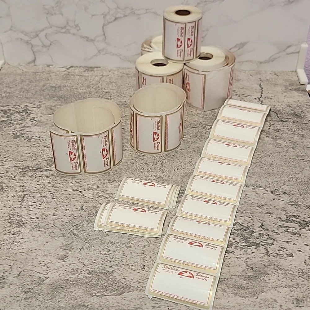 Vintage Rx prescription labels Unused pharmacy labels ephemera Redhill Drugs